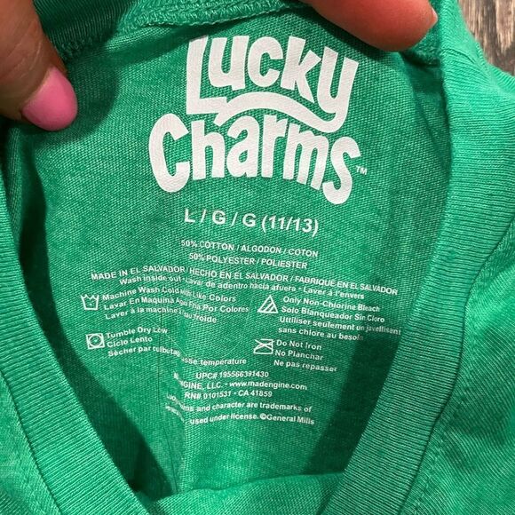 Lucky Charms Graphic T-Shirt Crew Neck Short Sleeve Lightweight Green Size Large - Picture 3 of 4